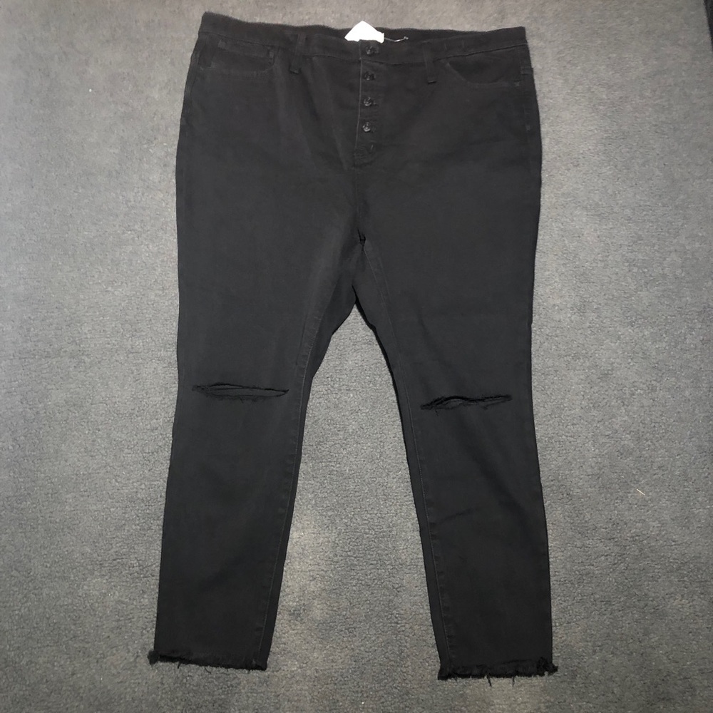 Madewell Womens 10” High Rise Jeggings Jeans Black Distressed Rip Torn Size 36